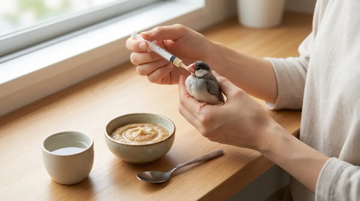 文鳥の雛への挿し餌の作り方・与え方