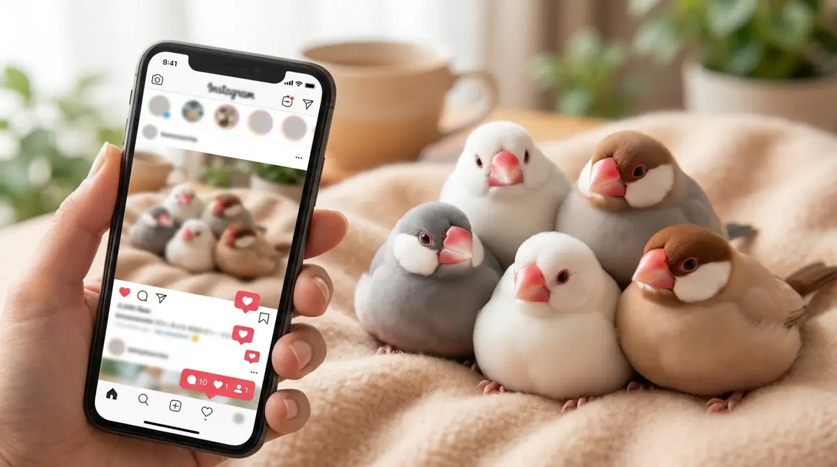 SNSで「#もち文鳥」を楽しもう