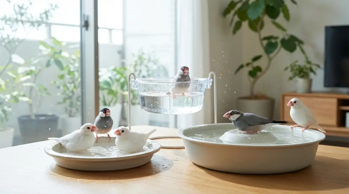 文鳥の水浴び容器の選び方と種類