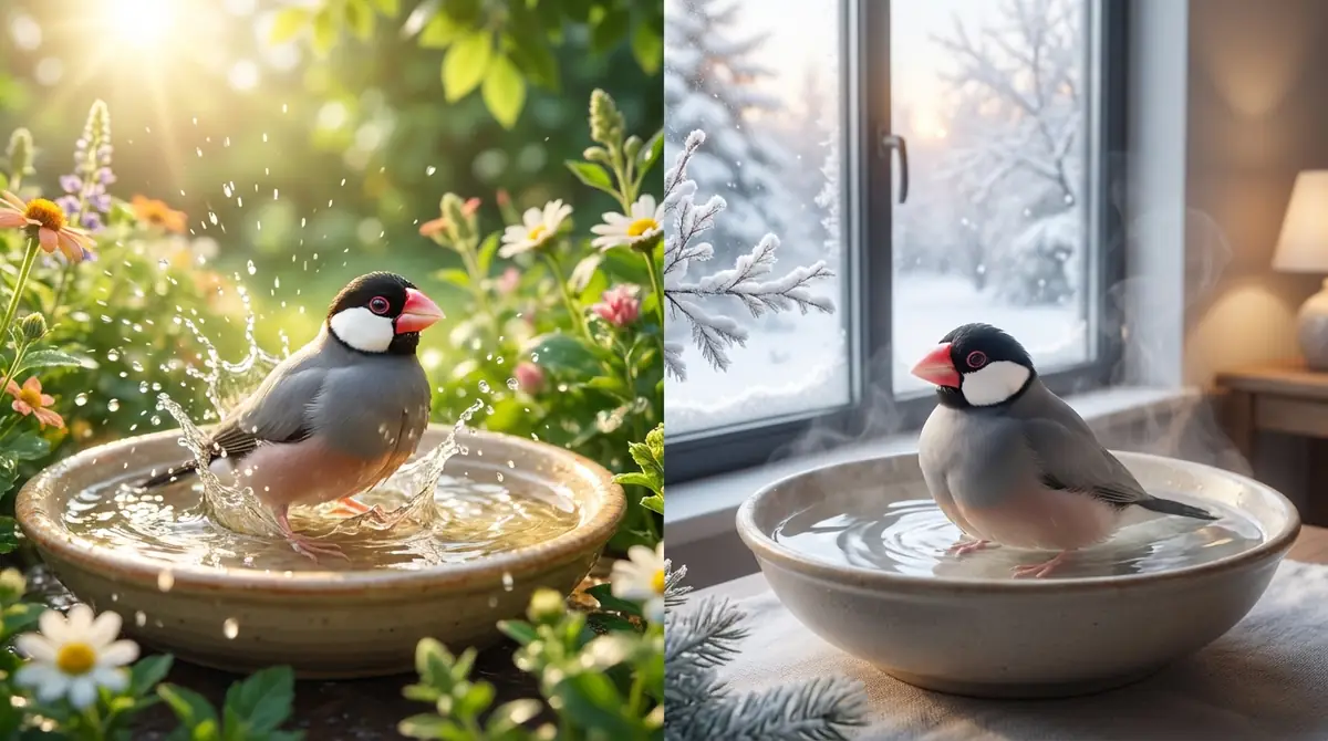 季節別の文鳥の水浴びポイント【夏・冬】